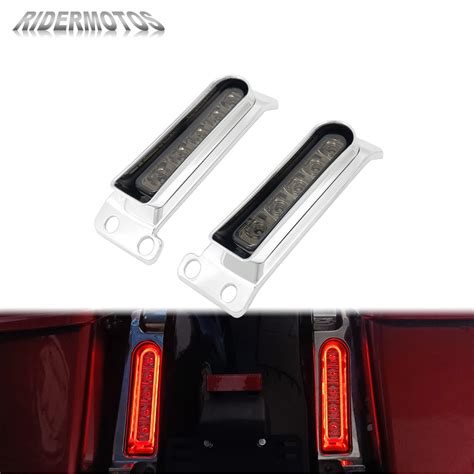 Motorcycle LED Rear Fender Filler Side Lights Saddlebag Inserts Brake