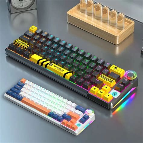 Teclado Mec Nico Retroiluminado O A68 65 Fio RGB Hot Swappable