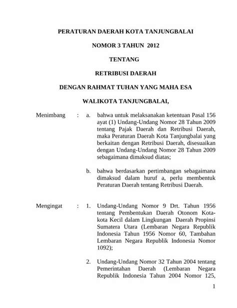 PDF PERATURAN DAERAH KOTA TANJUNGBALAI NOMOR 3 TAHUN Tentang Tata