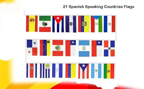 Xcfh Spanish Speaking 21 Countries Flags Banner String Small Latin America Flags For