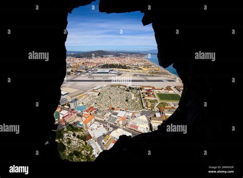 View through a hole in the Gibraltar Rock tunnel on the Gibraltar ...