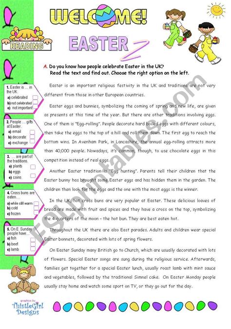 Easter Reading Comprehension Worksheets