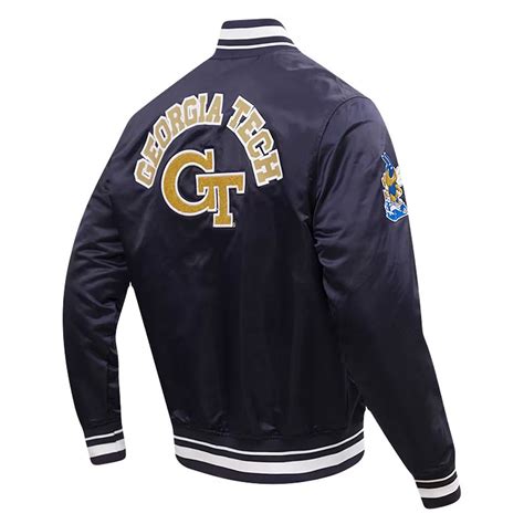 Navy Full-Snap Satin Georgia Tech Yellow Jackets Classic Jacket ...