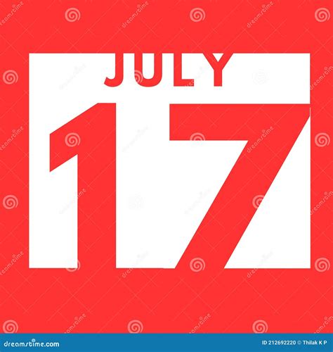 July 17 Flat Modern Daily Calendar Icon Date Day Month Stock