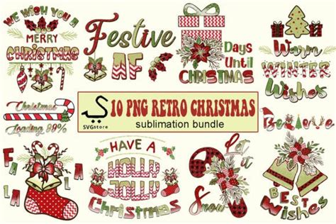 Retro Christmas PNG Sublimation Bundle Graphic By SVGstore Creative