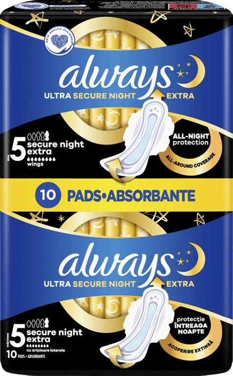 always Дамски превръзки Ultra Secure Night Extra, 10 бр. Пазарувайте ...