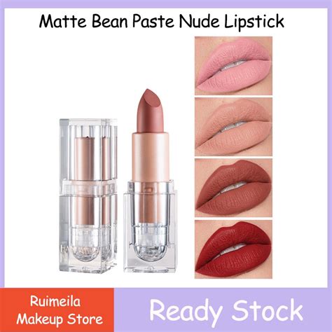 HANDAIYAN Nude Lipstick Matte Bean Paste Pink Color Lips Makeup Waterproof Long Lasting Tinted