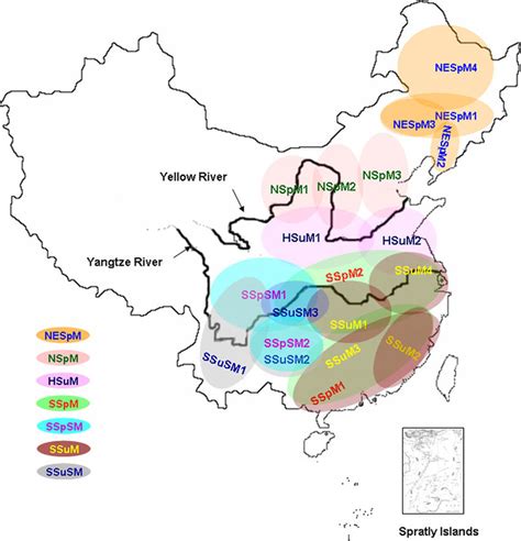 The Geographical Distribution Of 20 Inferred Sub Clusters Of Soybean