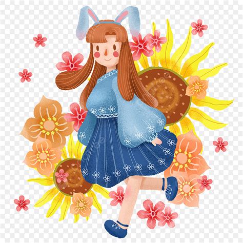 Hand Drawn Cute Png Transparent Hand Drawn Cute Cartoon Girl Flowers