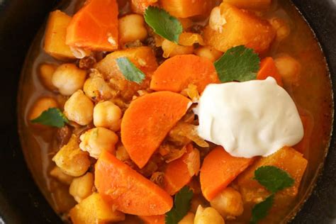 Harissa Spiked Moroccan Stew With Pumpkin And Chickpeas