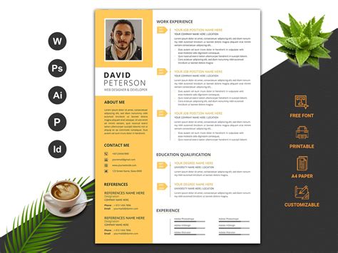 Word Cv Resume Template By Dinvect On Dribbble