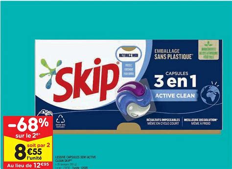 Promo Lessive Capsules En Active Clean Skip Chez Leader Price