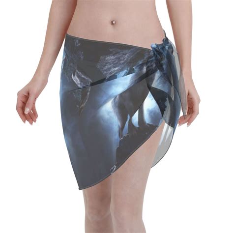 Adobk Night Scene Of Wolves Swimsuit Coverups For Women Beach Bikini