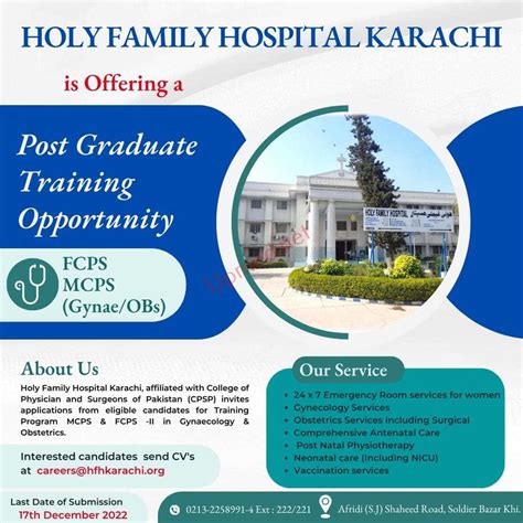 Holy Family Hospital Karachi – UPMED Jobs