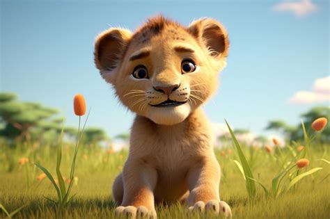 Premium Photo Adorable Animated Lion Cub Cartoon