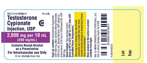 Testosterone Cypionate Hikma Pharmaceuticals USA Inc FDA Package Insert