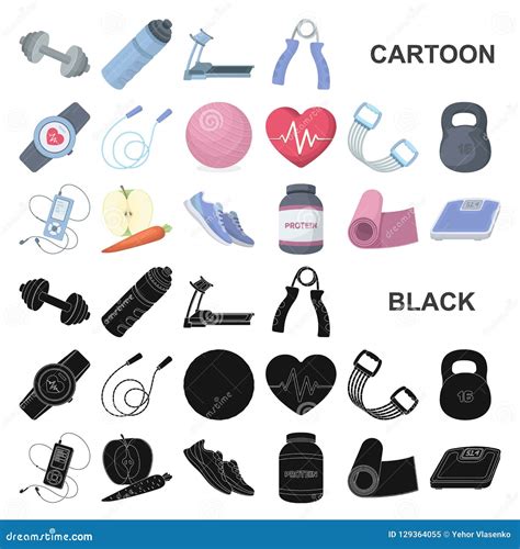 Gym And Training Cartoon Icons In Set Collection For Design Gym And