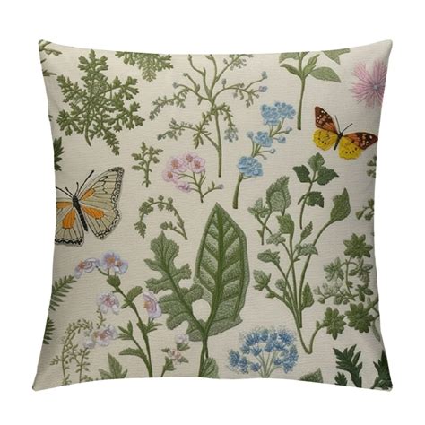 GOSMITH Floral Spring Pillow Covers Herbs And Wild Flowers Botanical