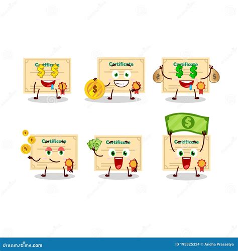 Certificaatpapiercartoon Met Schattig Emoticon Brengt Geld Mee Vector