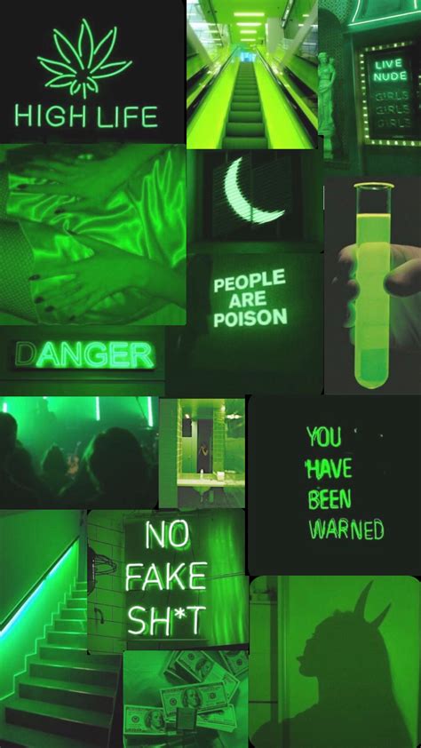 Aesthetic Green Neon Collage Wallpaper Pretty Wallpaper Iphone