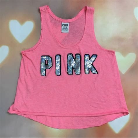 Pink Victoria S Secret Tops Victorias Secret Pink Sequin Pink Tank