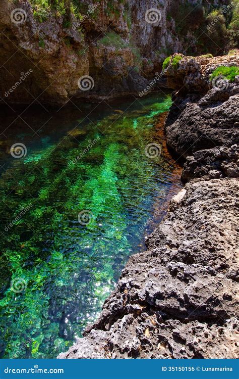 Salgar Beach Cala Rafalet In Menorca At Balearic Islands Stock Photo