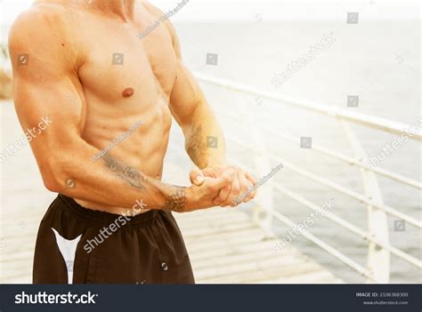 Muscular Male Bodybuilder Naked Torso Tensing Stock Photo Shutterstock