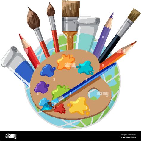 Paint Brushes And Color Palette Illustration Stock Vector Image And Art