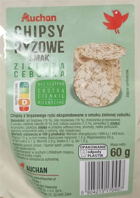 Chipsy Ry Owe Smak Zielona Cebulka Auchan Kalorie Kj I Warto Ci