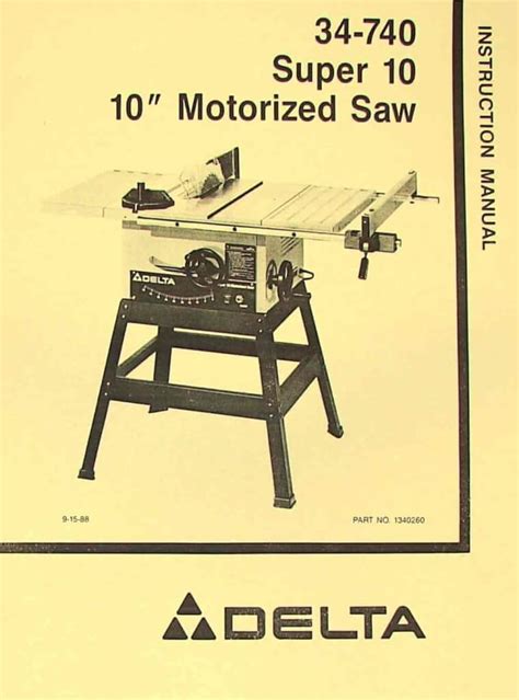 Delta 10 Table Saw Manual