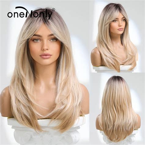 Onenonly Perruque Bob Synth Tique Longue Et Lisse Blonde Pour Femmes