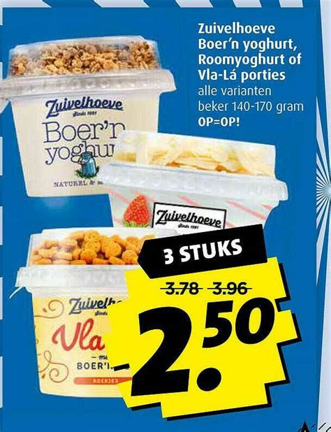 Zuivelhoeve Boer N Yoghurt Roomyoghurt Of Vla La Porties Aanbieding