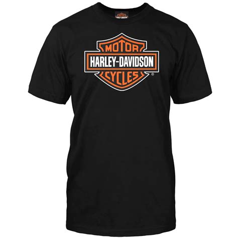 Harley Davidson Military Bar Shield Orange On Black T Shirt