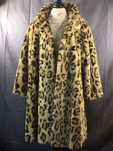 Vintage Cheetah Fur Coat, Womens Faux Cheetah Print Winter Coat, Gold ...