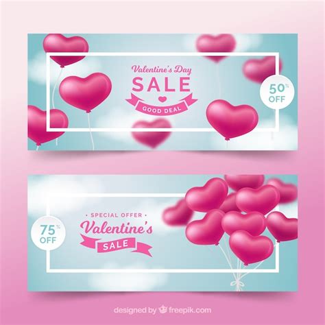 Free Vector Realistic Valentine S Day Sale Banners