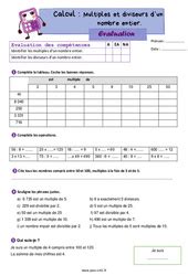 Multiples et diviseurs CM1 Exercice évaluation révision leçon pdf