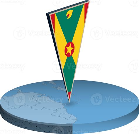 Grenada Flag And Map In Isometry 41281106 Png