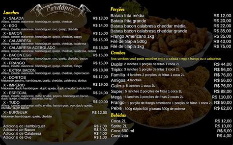 Menu at Império Lanches pub bar Videira