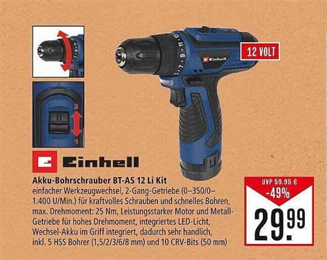 Einhell Akku Bohrschrauber Bt As 12 Li Kit Angebot Bei Marktkauf