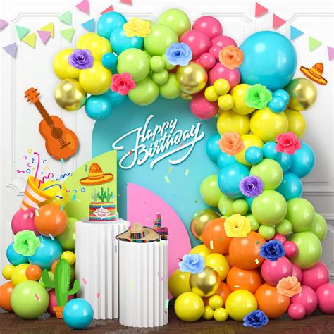 148pcs Fiesta Mexican Party Decorations Birthday Supplies Fiesta Balloons Garland