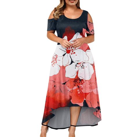 Gipqjk Plus Size Summer Dresses For Women 5x Trendy Floral Boho Cold