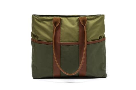 Sword And Plough Green Signature Zip Top Tote Bag