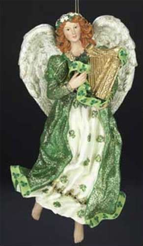 Irish Christmas Ornament Angel Shamrocks