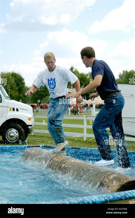 Log Rolling Contest Stock Photo Alamy