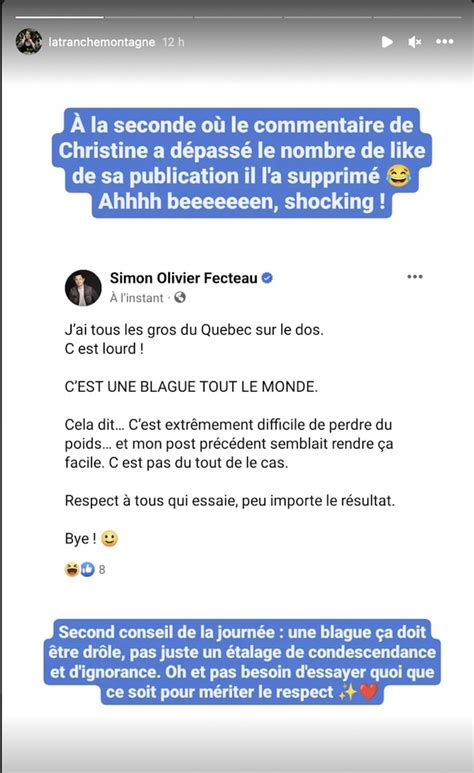 Simon Olivier Fecteau Doit Retirer Une Joke Poche Sur Les Gros La