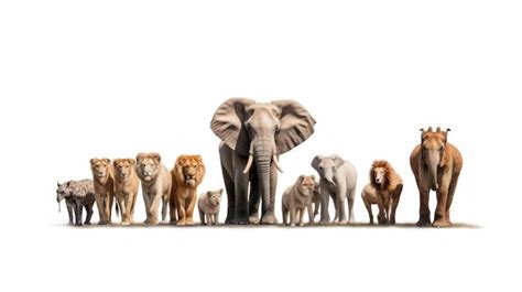 Premium Ai Image A Group Of Elephants And Lions Are Standing Together