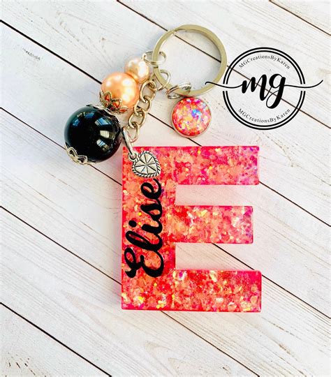 Letter Keychain Initial Keychain Initial Key Ring Glitter Etsy Canada