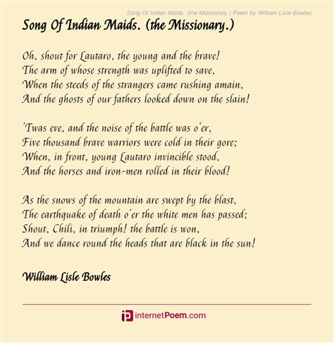 Song Of Indian Maids The Missionary Poem By William Lisle Bowles