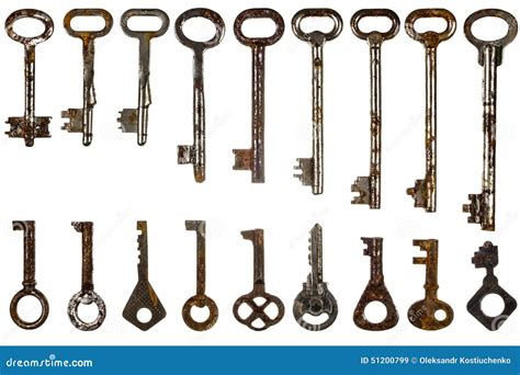 Set Of Old Keys Isolated On White Background Stock Image Image Of