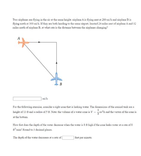 Solved Two Airplanes Are Flying In The Air At The Same Chegg